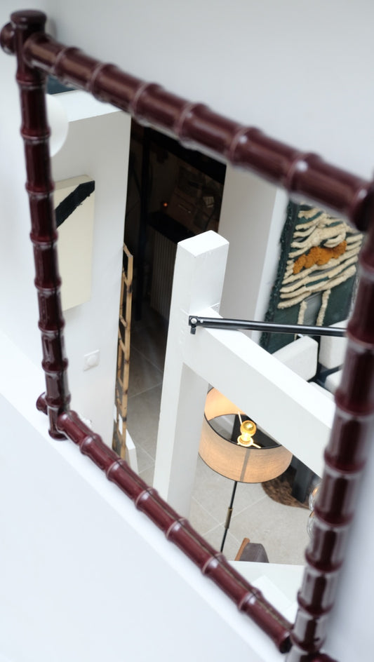 Paire de miroirs en bois imitation bambou - Tableaux & Miroirs - La Nouvelle Galerie
