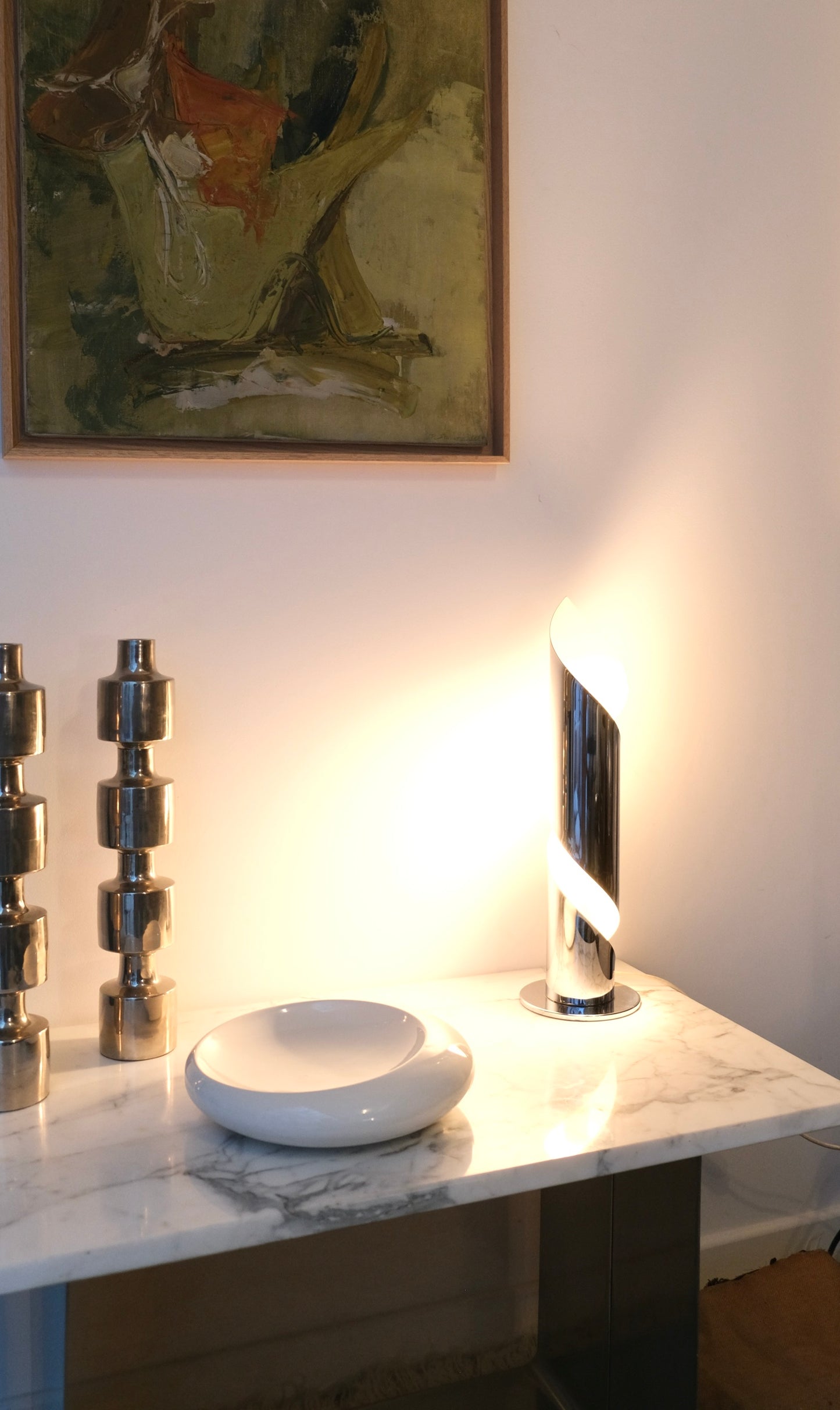 Grande lampe flamme en aluminium 1970 - Luminaires - La Nouvelle Galerie