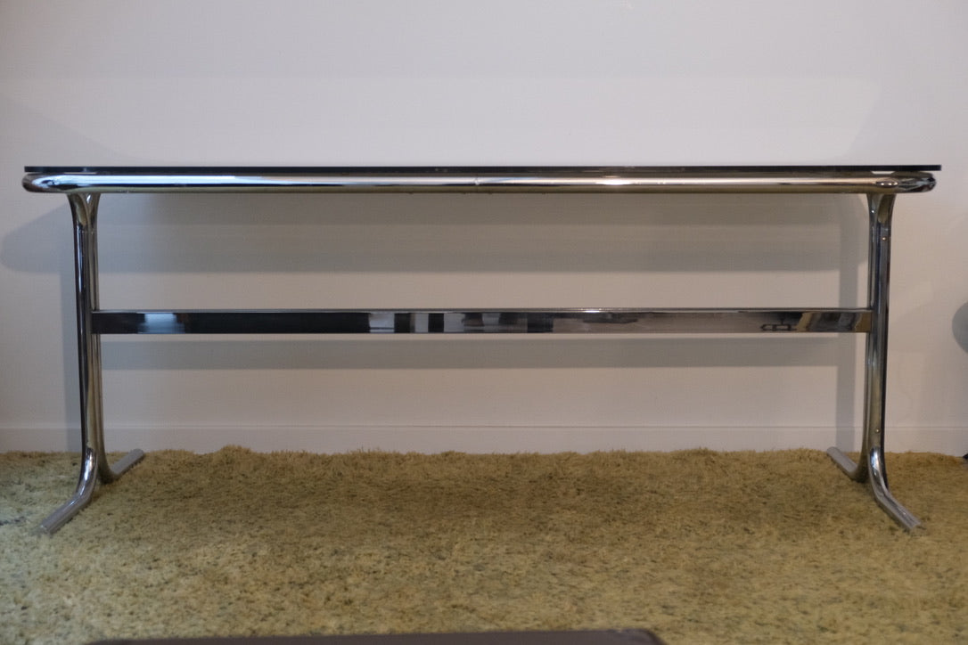 Table à repas en chrome et verre fumé - Tables - La Nouvelle Galerie
