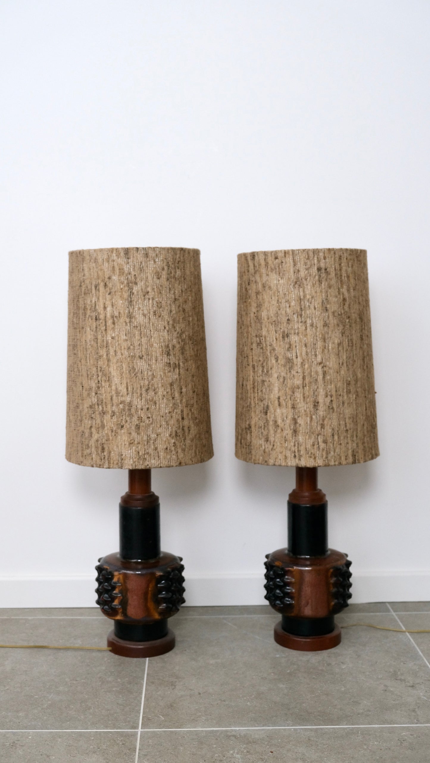 Paire de lampes céramique et bois - Luminaires - La Nouvelle Galerie