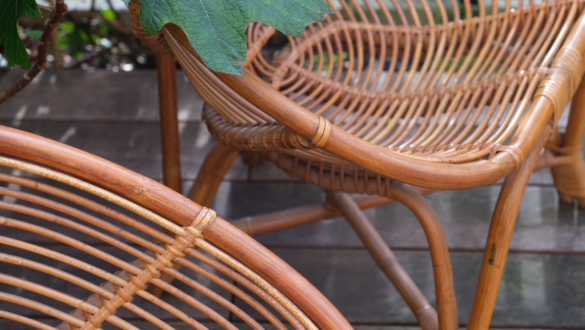 Paire de fauteuils en osier et bambou 1960 - Assises - La Nouvelle Galerie