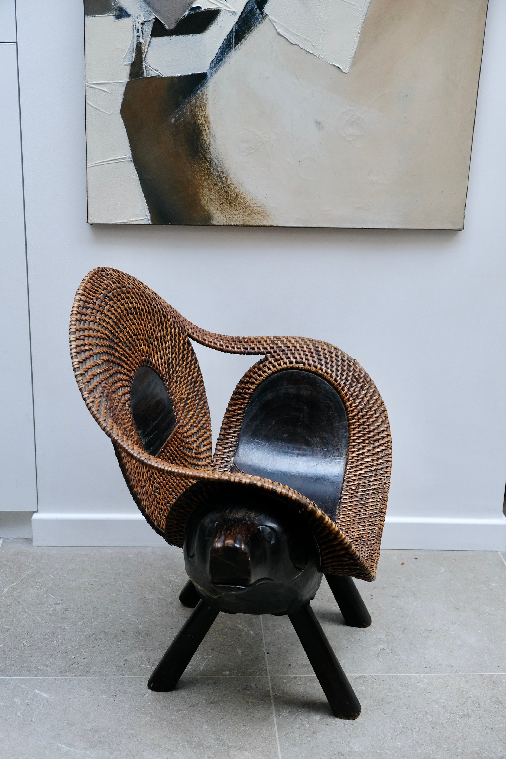 Fauteuil en bois et osier - Assises - La Nouvelle Galerie