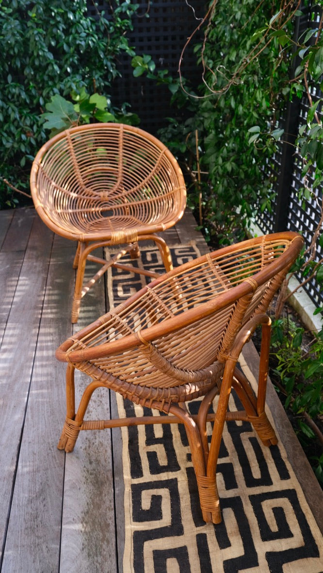 Paire de fauteuils en osier et bambou 1960 - Assises - La Nouvelle Galerie