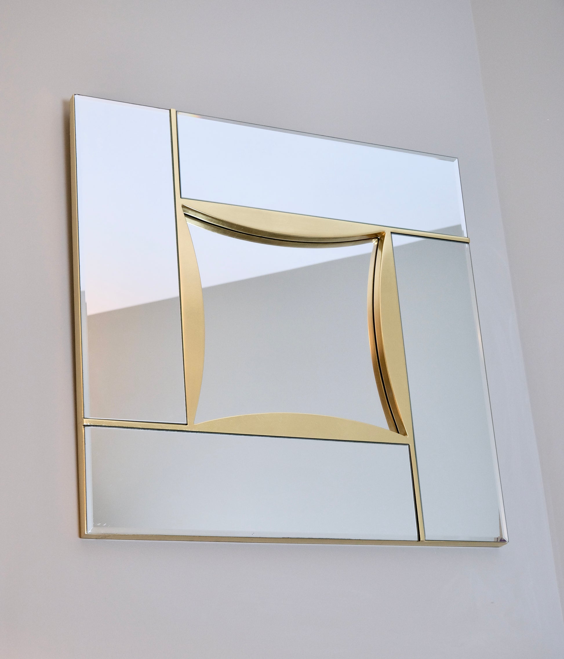 Miroir Belgochrome cloisonné verre et laiton - Tableaux et Miroirs - La Nouvelle Galerie