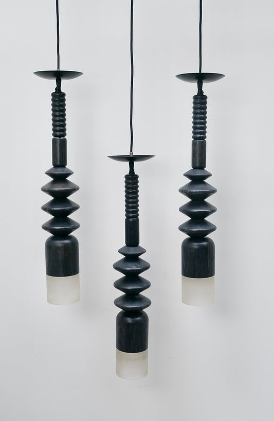 Suspensions en wengé-Luminaires- La Nouvelle Galerie