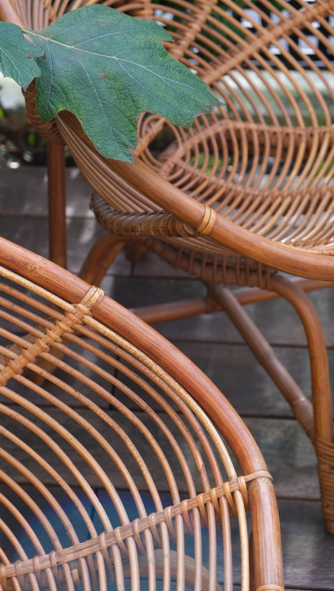 Paire de fauteuils en osier et bambou 1960 - Assises - La Nouvelle Galerie