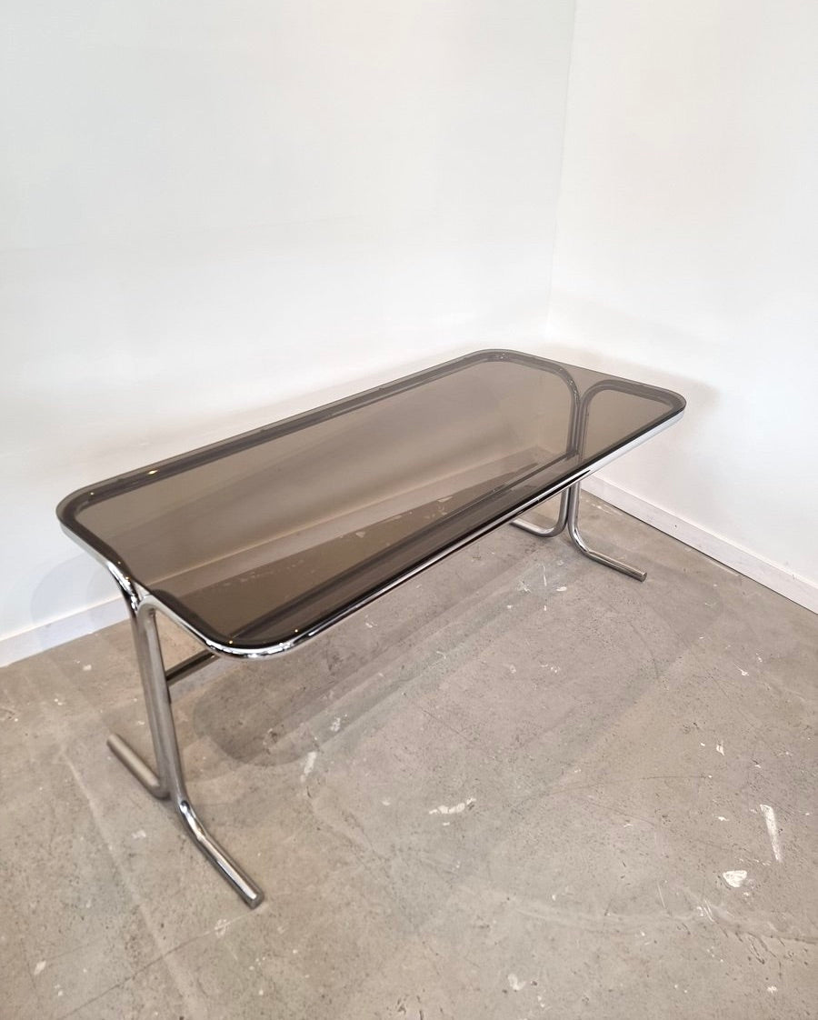 Table à repas en chrome et verre fumé - Tables - La Nouvelle Galerie