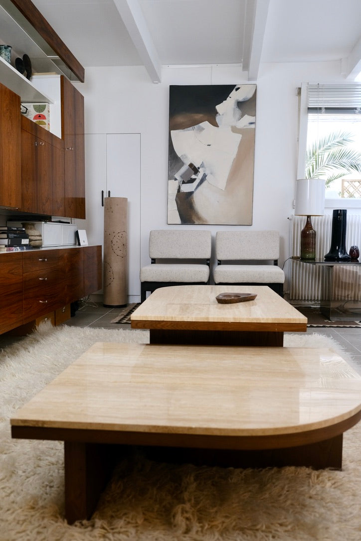 Tables basses en bois et travertin - Tables - La Nouvelle galerie