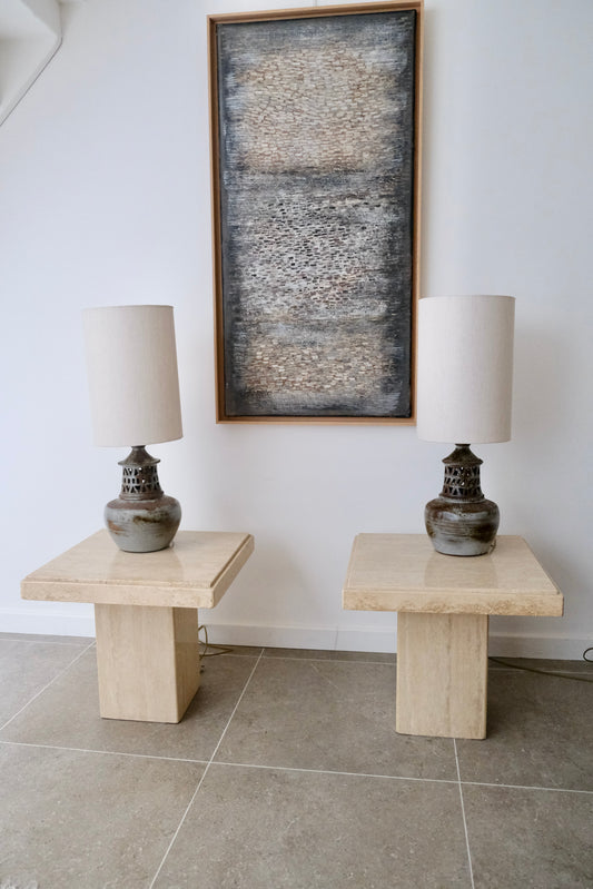 Lampes en céramique ajourée signée - Luminaires - La Nouvelle Galerie