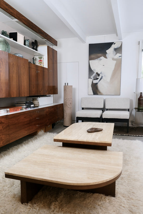 Tables basses en bois et travertin - Tables - La Nouvelle galerie